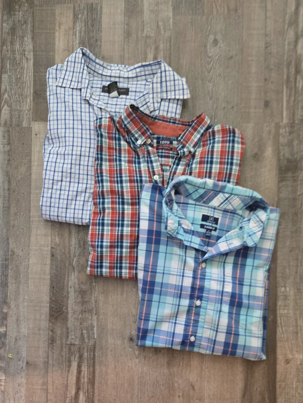 Men's Plaid Button-Up Shirt - Blue/Red/Turquoise